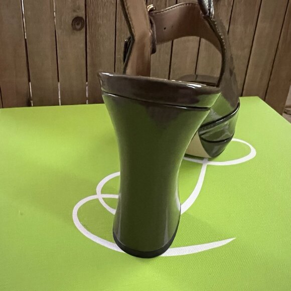 Sam Edelman Square Toe Alpn Green Patent Pumps - Picture 5 of 7